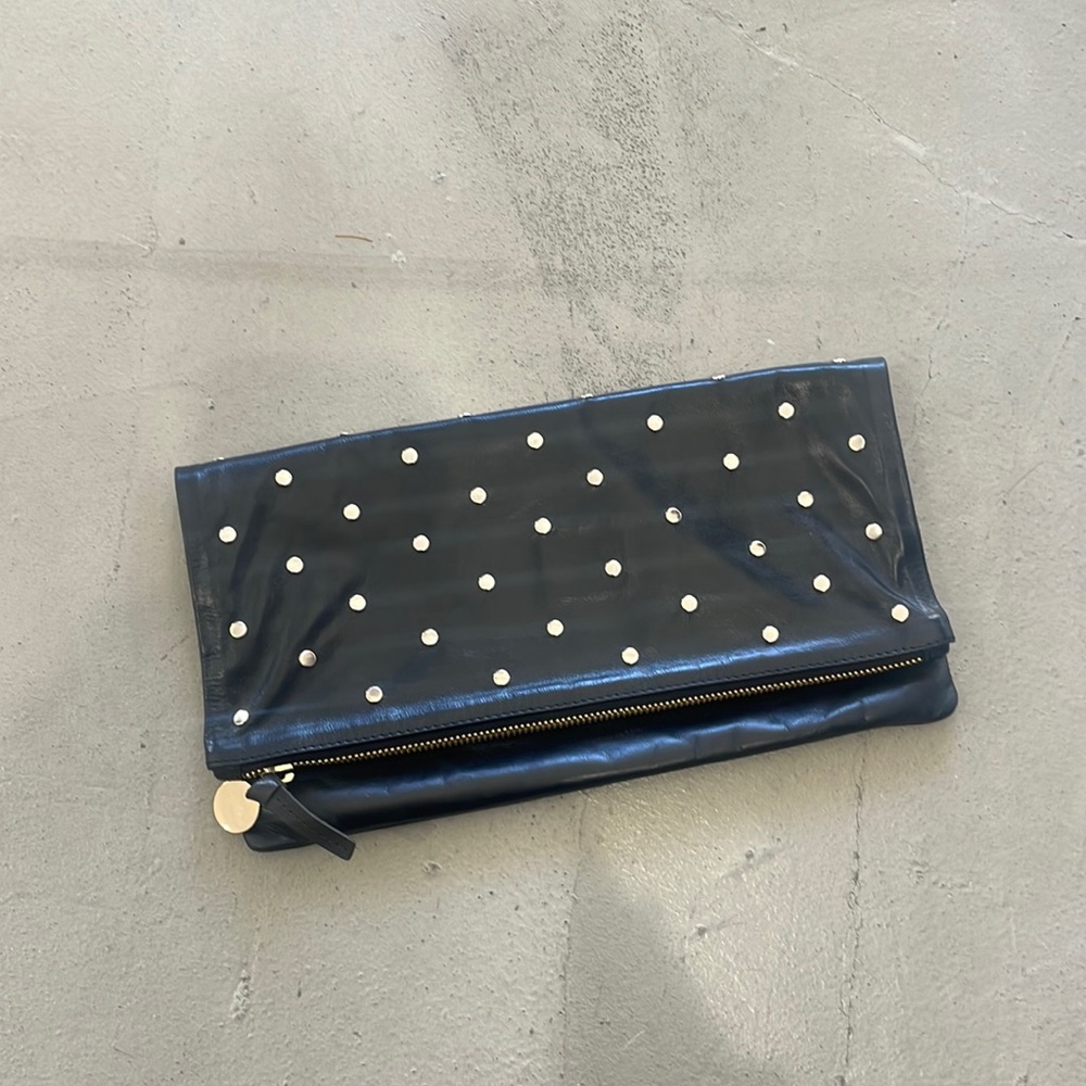 Clare V Black studded clutch